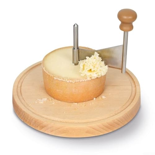 Stainless Steel Cheese Curler Wheel, With Oak Wood Base And Lid, With Secure Pin Stability, For Curling Cheese Into Decorative Flowers