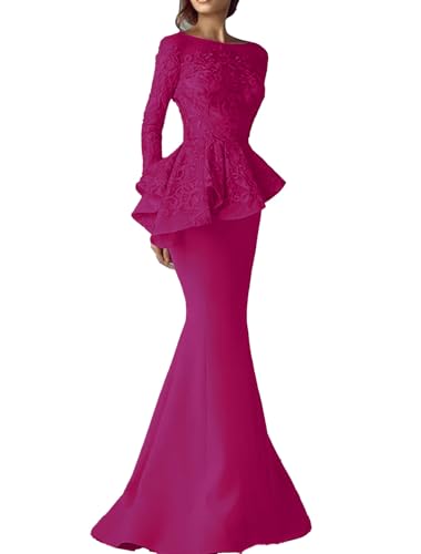 Mermaid/Trumpet Mother of The Bride Dress Elegant Scoop Neck Floor Length Formal Dress with Appliques 2024