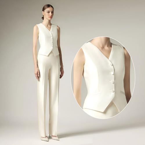 TIANMEI Womens Satin Suits 3 Pieces Slim Fit Suit for Women Casual Dressy Outfits Womens' Tuxedo Formal Jacket Vest Pant Set4