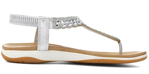 Image of UBFEN Womens Flat Sandals Dress Braided T-Strap Thong Sandals with Arch Support Comfortable for Walking