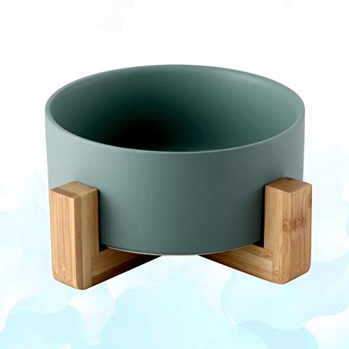 Tigela de salada para almoço, tigela criativa de cerâmica com suporte de madeira de bambu, utensílio