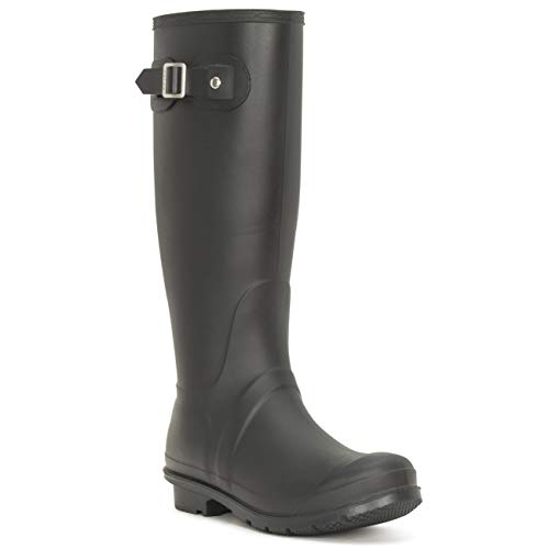 Womens Tall Muck Buckle Dog Walking Snow Rain Waterproof Wellington Boot - Black - UK6/EU39 - BL0290