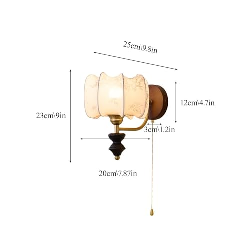 Lámpara de pared vintage de madera maciza E26 para salón y dormitorio 3