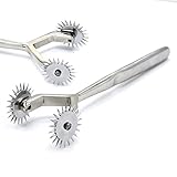 WellnessD'Light 2 Wheel Wartenberg Pinwheel for Fetish Tickle Sensory Sensation Play DS-1469 by WDL, Silver, (Length 17 CM - Pinwheel Circle Head 3 CM)