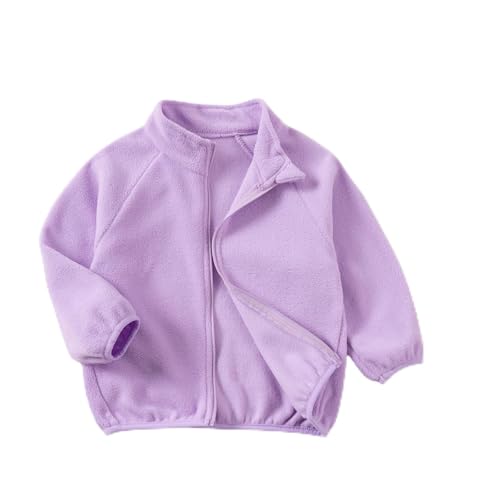 Qiylii Toddler Girls Boys Long Sleeve Fleece Coat Solid Color Zip-Up Jacket Warm Outwear Basic Fall Winter Clothes