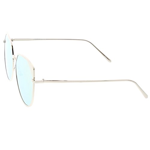 zeroUV - Women's Oversize Pink Colored Mirror Flat Lens Cat Eye Sunglasses 59mm3