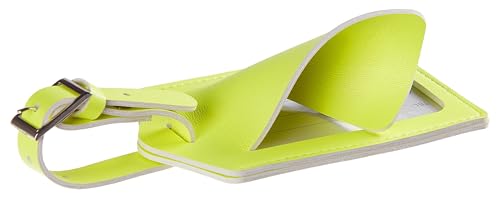 Image of Travelambo 4 Pack Leather Luggage Tags for Suitcases Travel Labels (Neon Yellow)