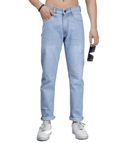 Image of EYEBOGLER Men's Jeans Pant Slim Fit Stretchable Casual Wear Mid Rise Cotton Blend Denim