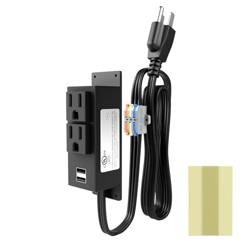Gun Safe Power Outlet Kit - Electrical Outlet Strip for Gun Safe Accessories 2AC Outlets & 2USB Ports 6.9FT Removable Power Cables with Quick Connector UL Listed Mountable Inside Gun Cabinet Safe