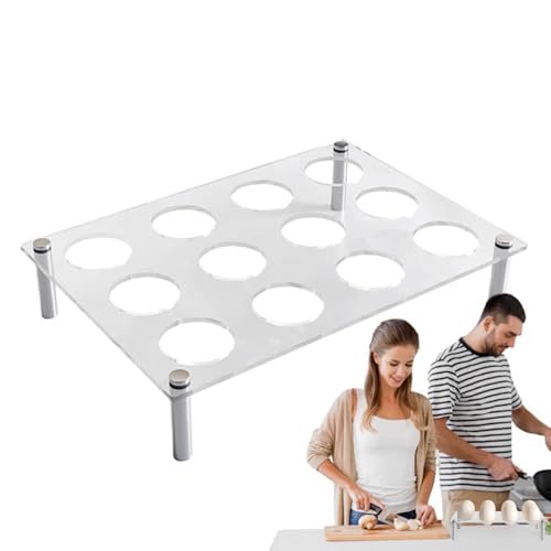 Huevos Para Encimera, Cartón De Huevos Acrílico Transparente Con 12 Compartimentos, Soporte De Almacenamiento Bandeja Para Cocina, Armario Tocador