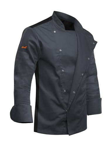 Veste de chef de cuisine homme uniforme professionnel coupe slim moderne