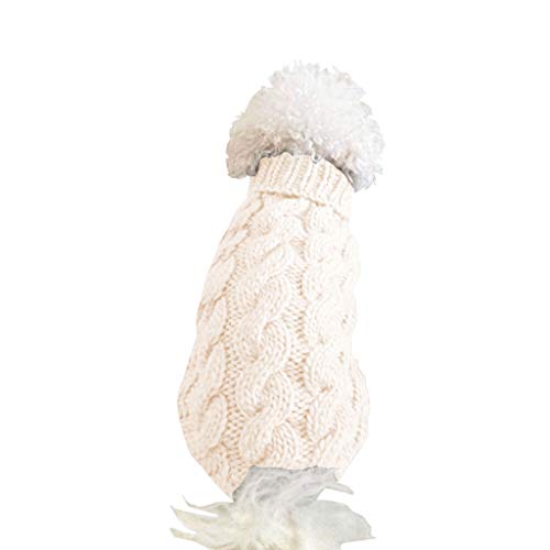 Hundepullover Kleine Hunde Katzen, Wärme Dackel Hundepulli Strick Pullover Winter Warm Dog Clothes Strickmantel Strickpullover Welpenkleidung Kleidung Französische Chihuahua (White, M)