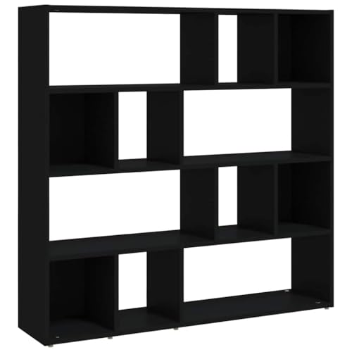vidaXL Bücherregal & Raumteiler, Schwarz, 105x24x102 cm, Holzwerkstoff, Hoher Aufbewahrungsregal, Sideboard, Bücherablage, Büro-Trennwand, Wohn- und Büroeinrichtung