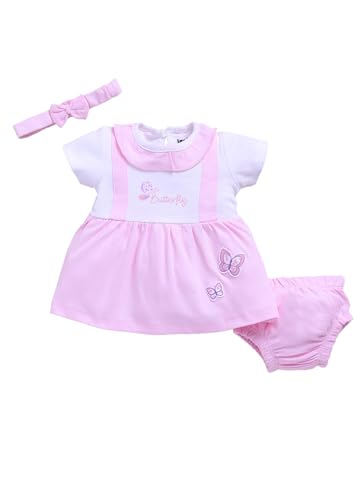 Image of Smart Baby Cotton Frock Set for Baby Girl - Stylish Soft Dress with Bloomer & Headband | 9-12 Months | Mint and White | Pack of 1