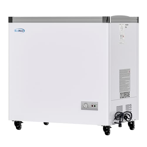KoolMore 33 in. Flat‑Top Ice Cream Display Freezer, 7 Cu. Ft. Commercial Chest Freezer with Sliding Glass Doors, ETL Listed in White on Fridge.com