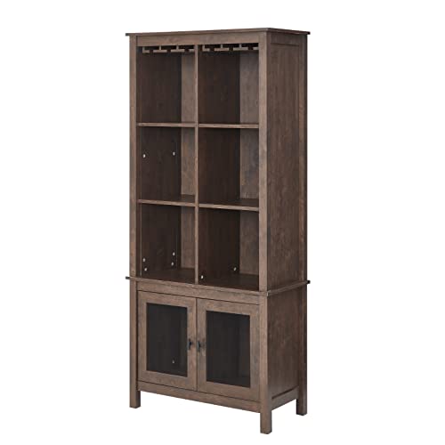 Home Source Jill Zarin Mahogany Bar Cabinet Bookshelf With Glass Doors #TOP4