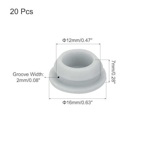 Image of MECCANIXITY 20pcs Silicone Snap in Locking Hole Plugs,12mm /0.5 Inch Mounting Diameter Narrow Groove Width 2mm Panel Seal Cover Round for Kitchen Bulkheads Waterproof Sealing Plugs Grey