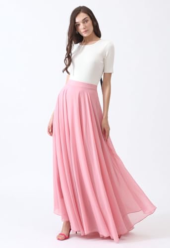 Image of Women's Full Length Georgette Long Skirt- Lehenga with 8 Meters Maxi Flare