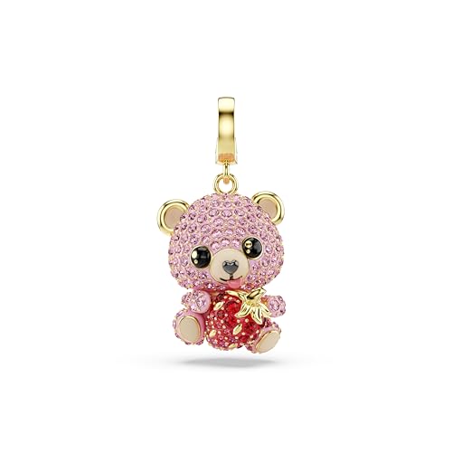 Swarovski Charm Idyllia oso rosa con baño de oro y cristales de alta joyería