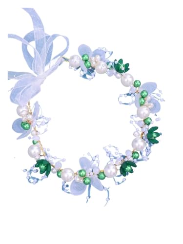 Headdress floral feuille d'or et perles de mariage tissé main Agar