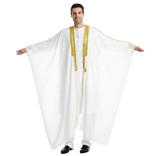 Muslim Men's Long Sleeves Embroidery Ankle Length Cardigan Robe