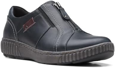 Clarks Women's Magnolia Zip Sneaker, Black Leather, 9 Wide | Image 2