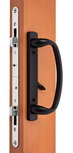 Rockwell Security Euro-Charlotte Sliding Glass Door Handle In Antique Black Finish Fits 3-15/16" Screwholes And Fits Up To 1-3/4" Thick Doors #TOP1