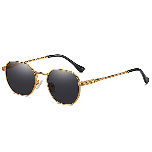 Lunettes de soleil carré polygone rétro en métal nuances dégradées UV400 hommes femmes