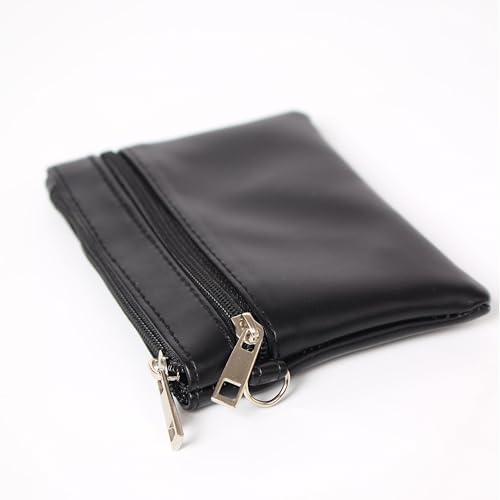 Black Leather Coin Purse with Wrist - Small Change Purse Keychain Card Holder Keychain Pouch Small Keychain Wallet for Women and Men4