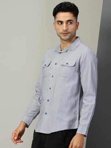 Image of Thomas Scott Men's | Solid | Full Sleeve | Regular Fit | 100% Cotton | Double Flap Pocket | Spread Collar | Casual Shirt