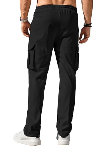 Image of Comdecevis Men's Casual Cargo Pants Workout Joggers Stretch Sweatpants Hiking Drawstring Tactical Pants with Multi Pockets