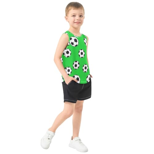 J JOYSAY Cartoon Soccer Green Boys Tank Top Sleeveless Muscle Shirts Quick Dry Active Sport Workout Kids T-Shirts 3-15T4