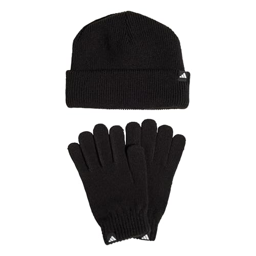 adidas Unisex Glove + Beanie Pack, Black/White, M
