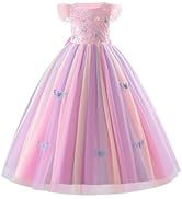 IDOPIP Sequin Butterfly Flower Girl Dress for Kids Wedding Pageant Party Long Gown Princess Birth...