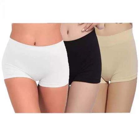SunFlux® Women's Boyshort High Waist Boxers Seamless Stretchy Full Coverage Underwear for Ladies Pack of Multicolored-image-28