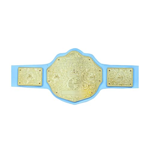 Championship Title Belt Replica World Heavyweight Wrestling Belt Adult Size for Men Women (Big Gold (Light Mint Teal Straps) Adult)