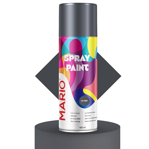 Image of Mario Spray Paint - 301 Light Grey Matt (400ml) | Light Grey Matte Spray Paint for Automotive, Furniture & Walls | Smooth Finish | 1 count (Pack of 1)