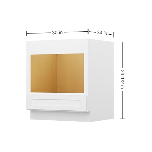 Image of Furinno Shaker Microwave Base Kitchen Cabinet, Ready to Assemble, 24 D x 30 W x 34.5 H, White