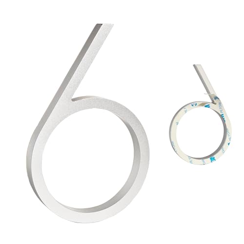 Ywonoby Door Numbers, 5 Inches 3D Self Adhesive House Numbers, Address Numbers Stickers for House Mailbox Apartment Hotel Courtyard Silver(6/9)
