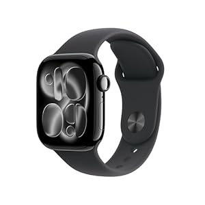 Apple Watch Series 11 GPS 42 mm Smartwatch mit Aluminiumgehäuse in Diamantschwarz und Sportarmband in Schwarz (S/M). Schlafindex, Fitnesstracker, Gesundheitstracking, Always-On Display, Wasserschutz