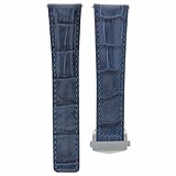 Ewatchparts 22mm Leather Watch Band Strap Compatible With Tag Heuer Carrera Monaco Blue FC-5037-39