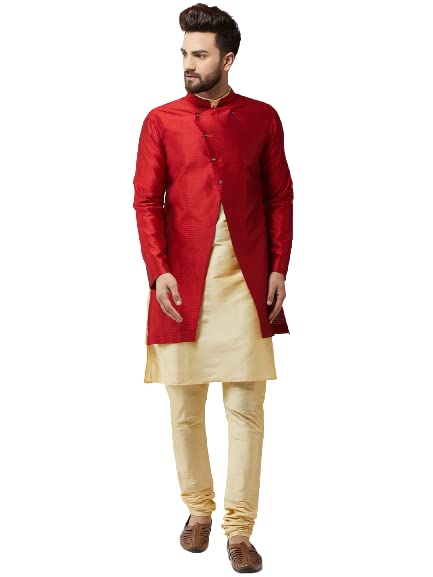 Image of SOJANYA Men's Silk Blend Solid Kurta & Pyjama Set