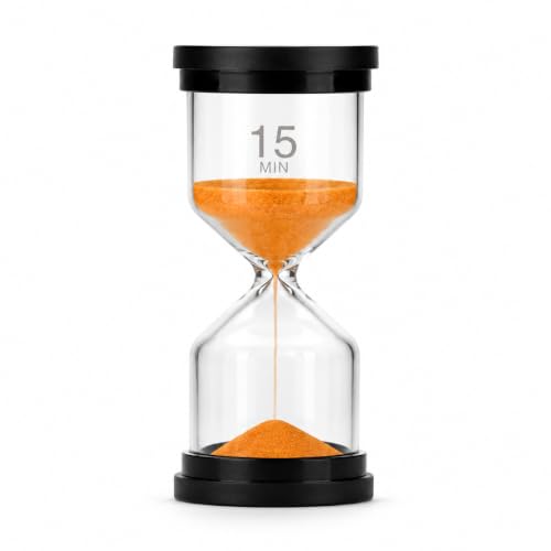 Image of Sand Clock 15 Minute Orange Hourglass Timer for Kitchen Classroom Games