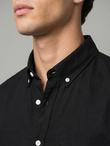 Image of Urbano Fashion Men's Cotton Full Sleeve Regular Fit Solid Oxford Shirt with Button-Down Collar
