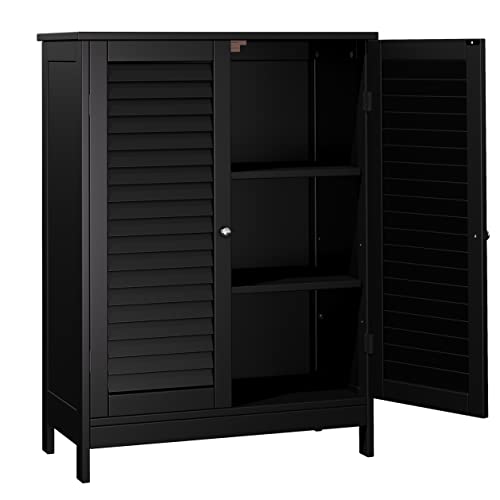Reettic Bathroom Freestanding Storage Cabinet, Floor Storage Cabinet with 2 Doors, Bathroom Cabinet with Adjustable Shelf, 23.6" L x 11.8" W x 31.5" H, Black BMGZ301B Reettic Bathroom Freestanding Storage Cabinet, Floor Storage Cabinet with 2 Doors, Bathroom Cabinet with Adjustable Shelf, 23.6" L x 11.8" W x 31.5" H, Black BMGZ301B