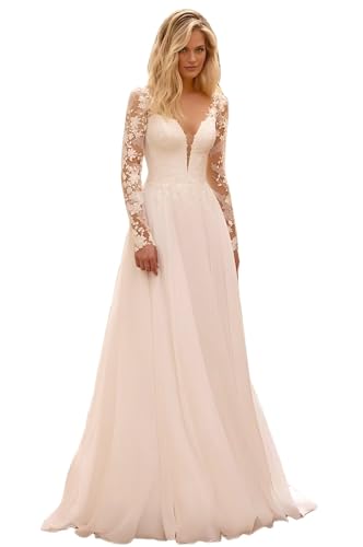 Lace Wedding Dresses for Bride Mermaid Long Appliques Simple Boho Beach Bridal Dresses for Women with Train