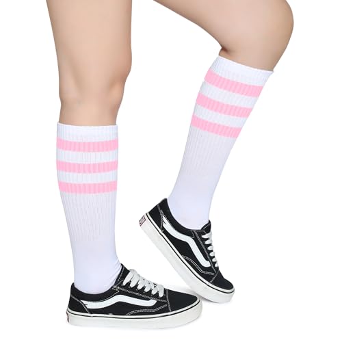 Henwarry Classic Triple Stripes Over the Calf Cotton Retro Tube Socks for Men and Women2
