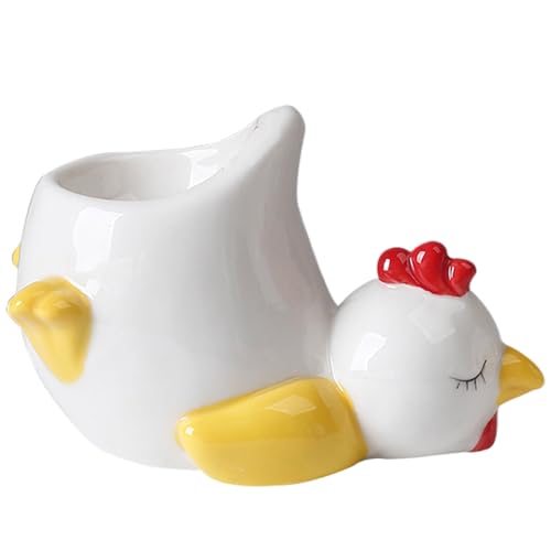Lot de 4 coquetiers en céramique avec et poule, adorables assiettes pour petit-déjeuner, exposition lavable au lave-vaisselle | Décorations amusantes pour...