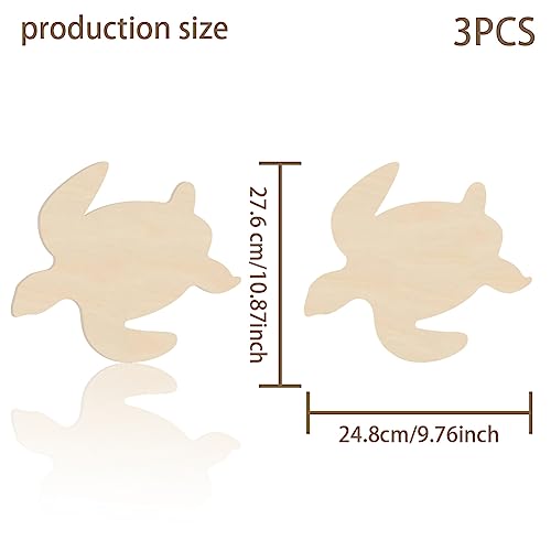 BENECREAT 3Pcs Sea Turtle Wooden Cutouts, Unfinished Wooden Tortoise Cutouts - Image 2