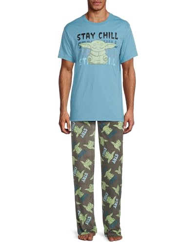 Star Wars The Mandalorian Men's Baby Yoda The Child Grogu Stay Chill 2 PC Pajama Set